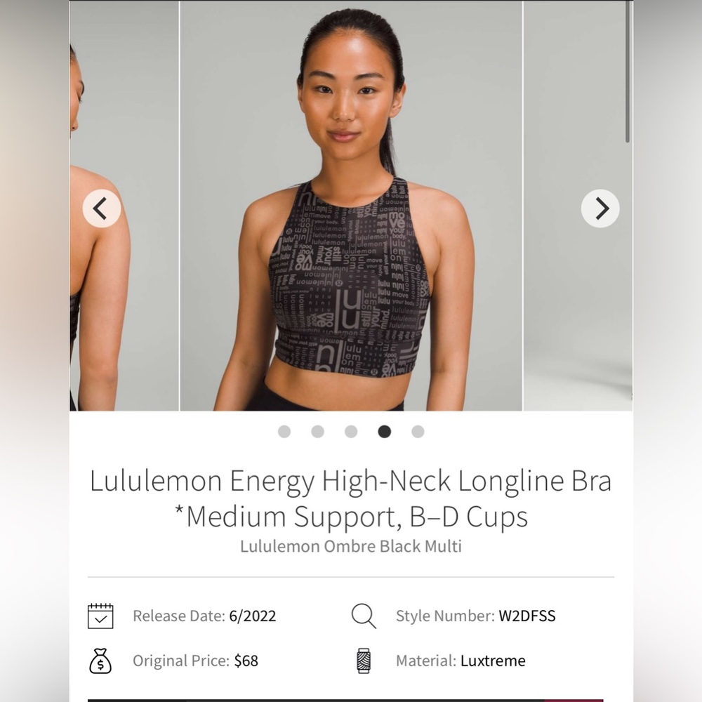 🍋Women’s Lululemon Energy High-Neck Longline Bra Medium Support,B-D Cups size 6🍋